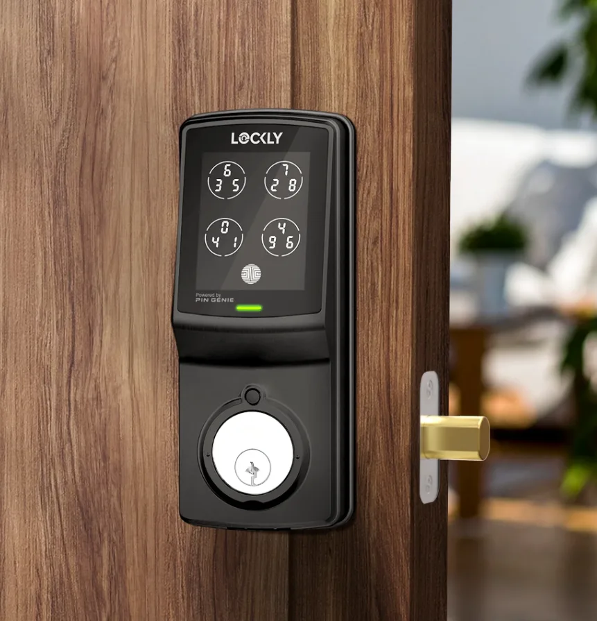 Homeowner using smart lock app to control front door