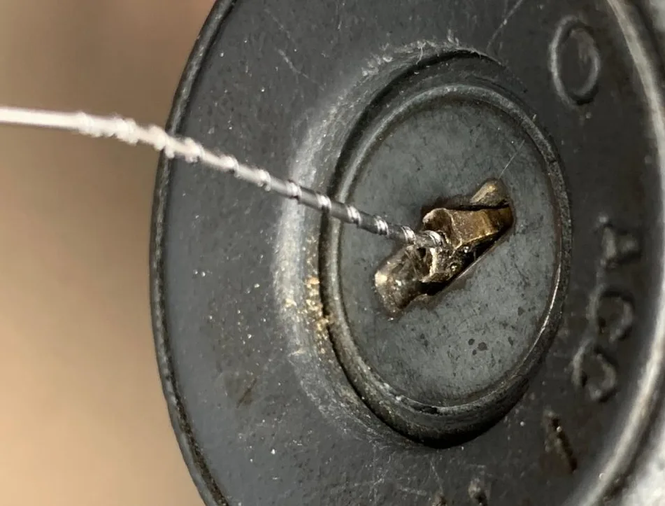 Broken key removed from car ignition cylinder