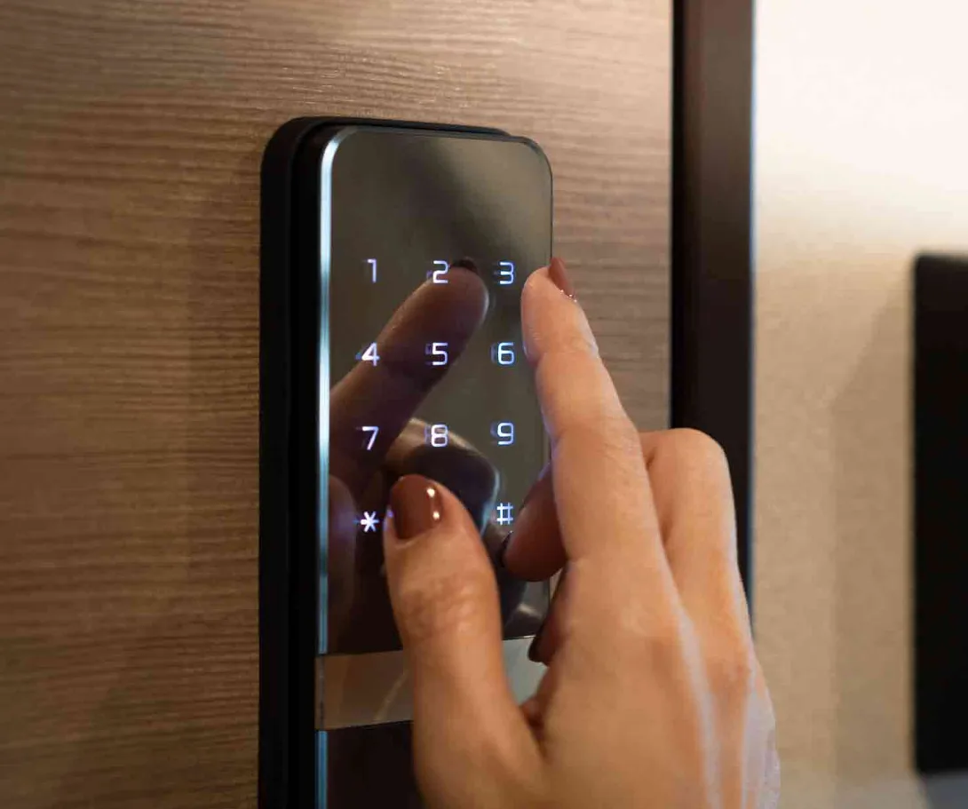 Schlage Encode smart lock installation on residential front door